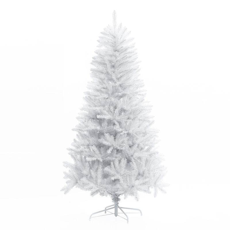 LuxenHome 6.5Ft Artificial White Full Christmas Tree with Lights