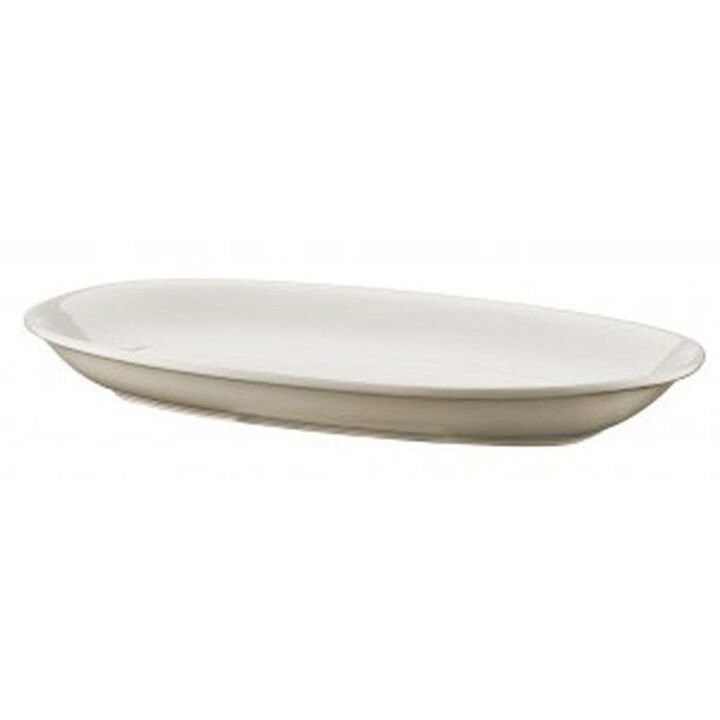 Gourmet 11.25" x 6.75" x h:1.25" Oval Warm White Porcelain Platter (Set of 2)