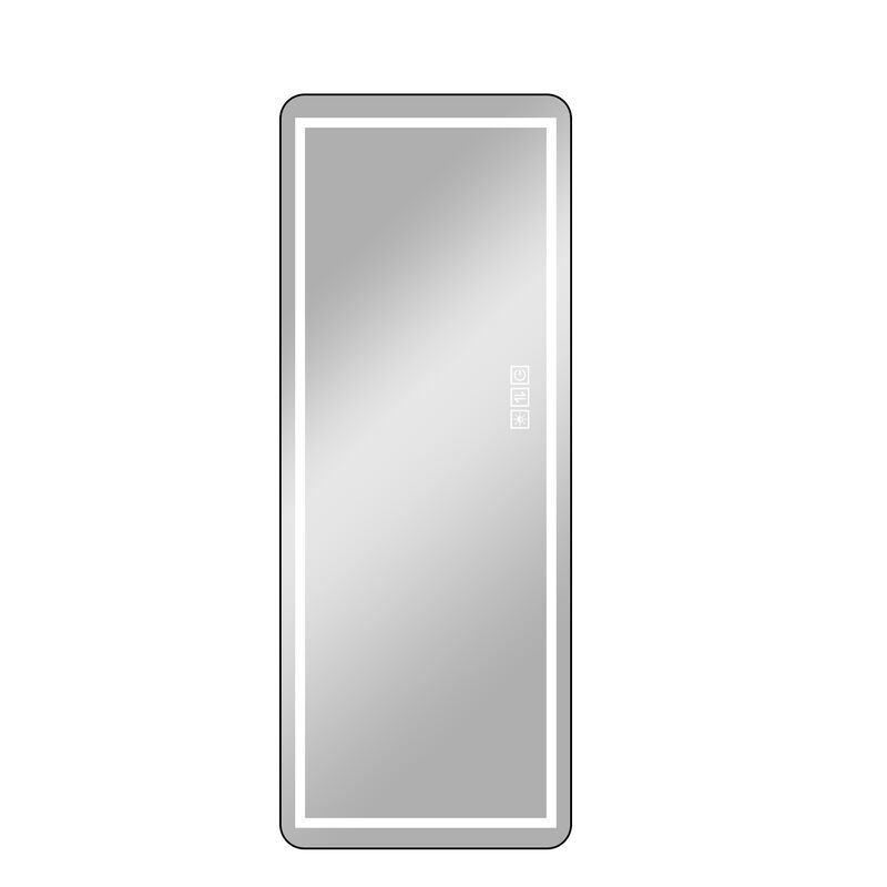 HomeRoots 64" Black Aluminum Lighted Wall Mounted And Freestanding Framed Full Length Mirror image number 0