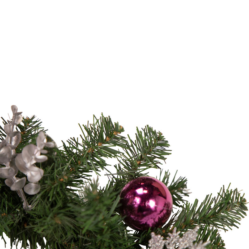 6' x 9" Foliage  Poinsettia and Ornament Artificial Christmas Garland  Unlit image number 2