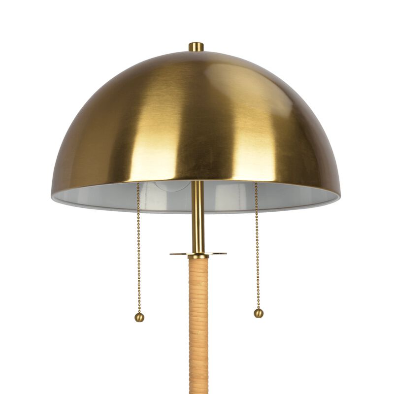 ELEMENT ACE Stylish Two-Light Floor Lamp with Natural Rattan Accents and Elegant Brass Finish for Modern Home Decor image number 4