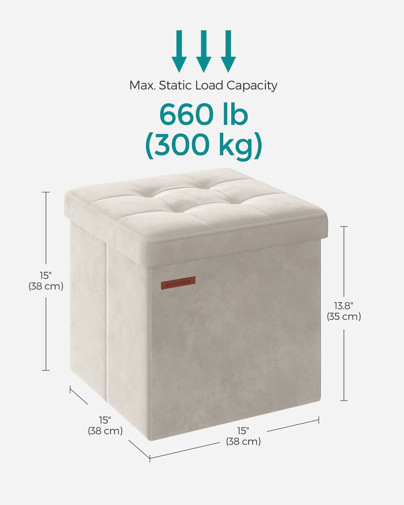 Reinforced Storage Ottoman Foot Stool &ndash; Compact Seating with Hidden Storage and 660 lb Weight Limit