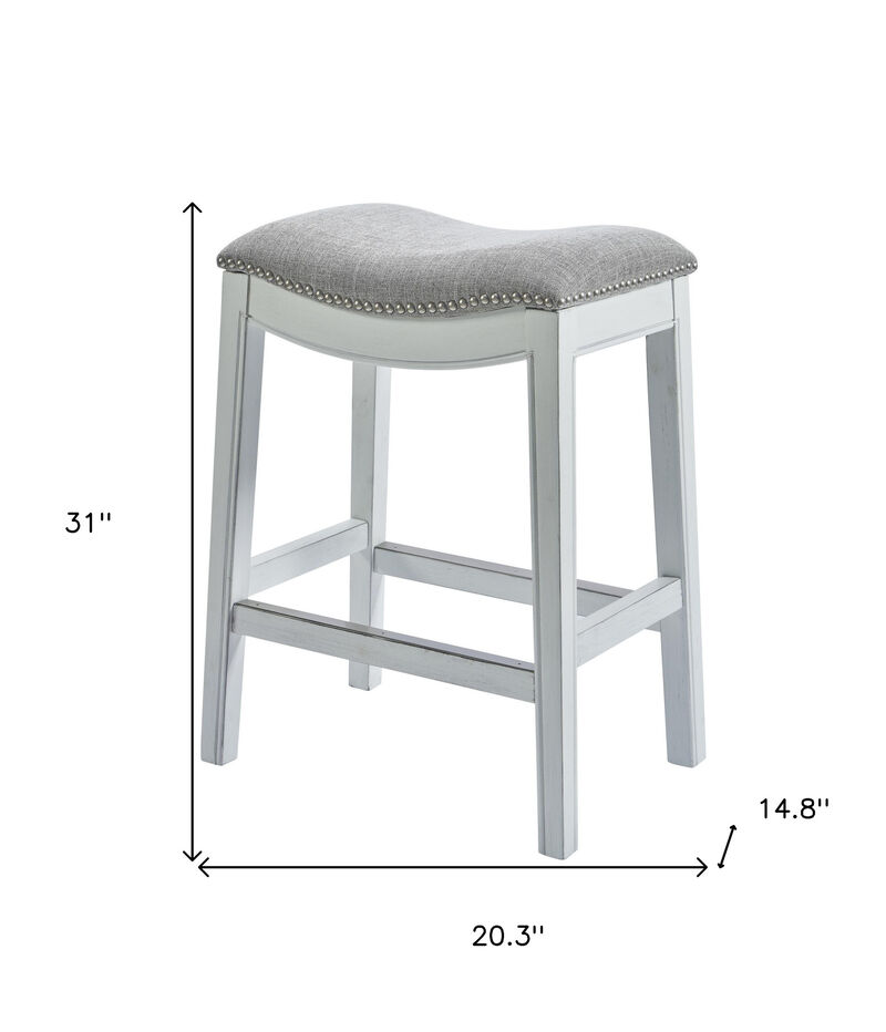 Solid Wood Bar Height Stool with Upholstered Seat, Backless Design for Home Bar
