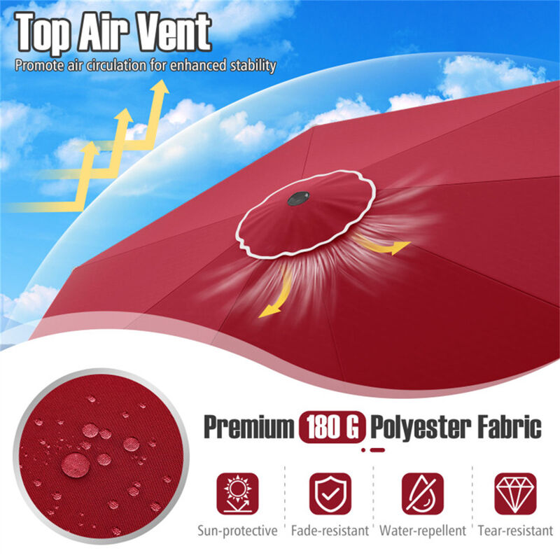 Patio Umbrella with Crank Handle and Tilt Adjustment for Outdoor Shade image number 7