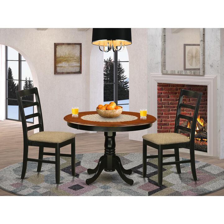 3 Pc set with a Dining Table and 2 Dinette Chairs in Black and Cherry