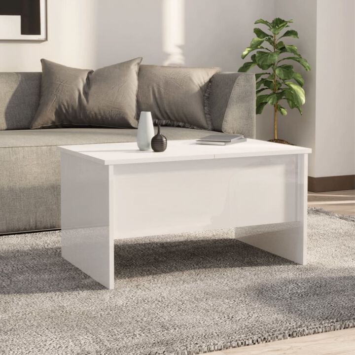 vidaXL Coffee Table High Gloss White 31.5"x19.7"x16.7" Engineered Wood