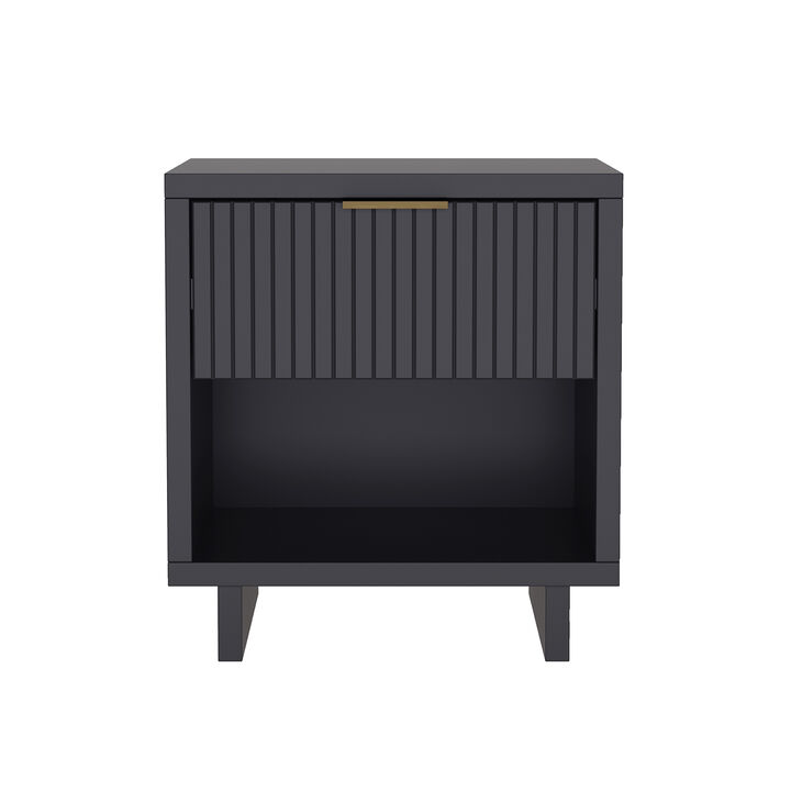 Elara 1-Drawer Gray Nightstand