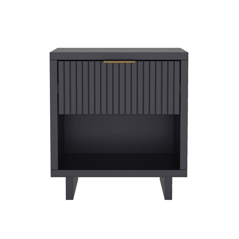 Elara 1-Drawer Gray Nightstand image number 0