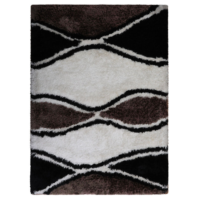 RUGSOTIC CARPETS HAND TUFTED SHAG POLYESTER ECO-FRIENDLY AREA RUGS  - 4'x6', Rectangle, White Gray, Contemporary Modern Design, High Pile Thick Handmade Anti Skid Rugs for Living Room K00062