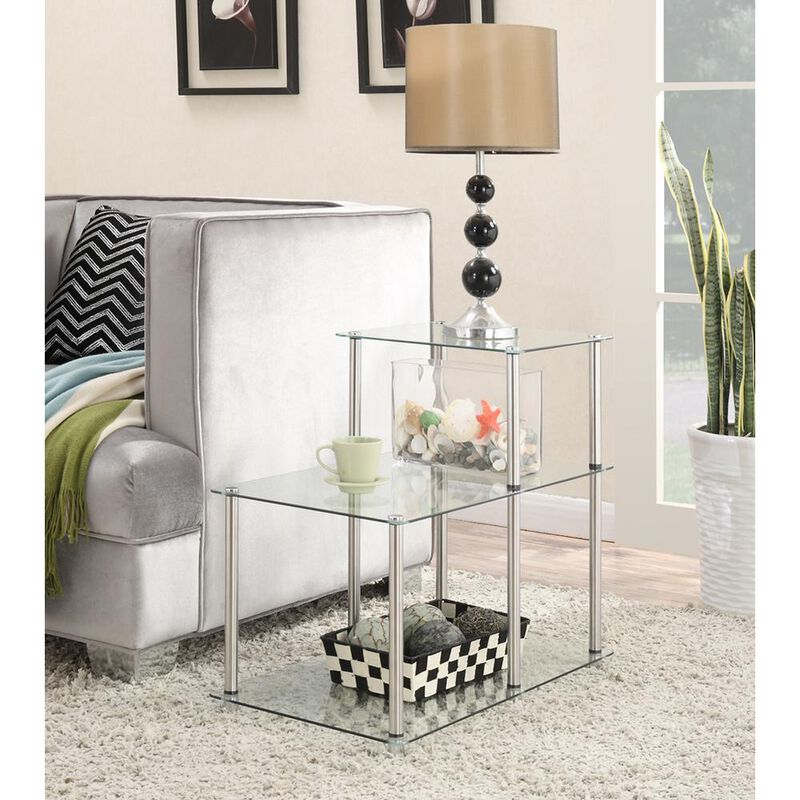Convience Concept, Inc. Designs2Go Classic Glass 3 Tier Step End Table