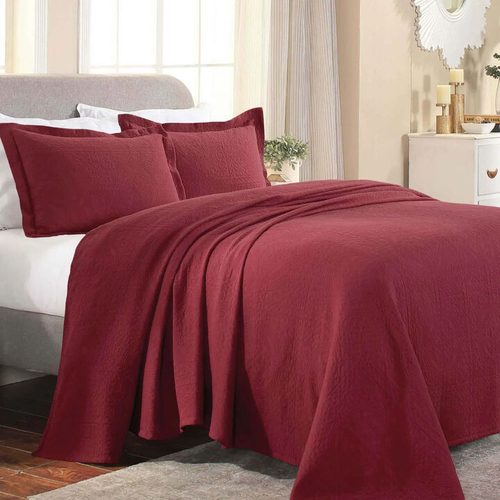 Lightweight Cotton Matelasse Bedspread and Shams Set for Bedroom