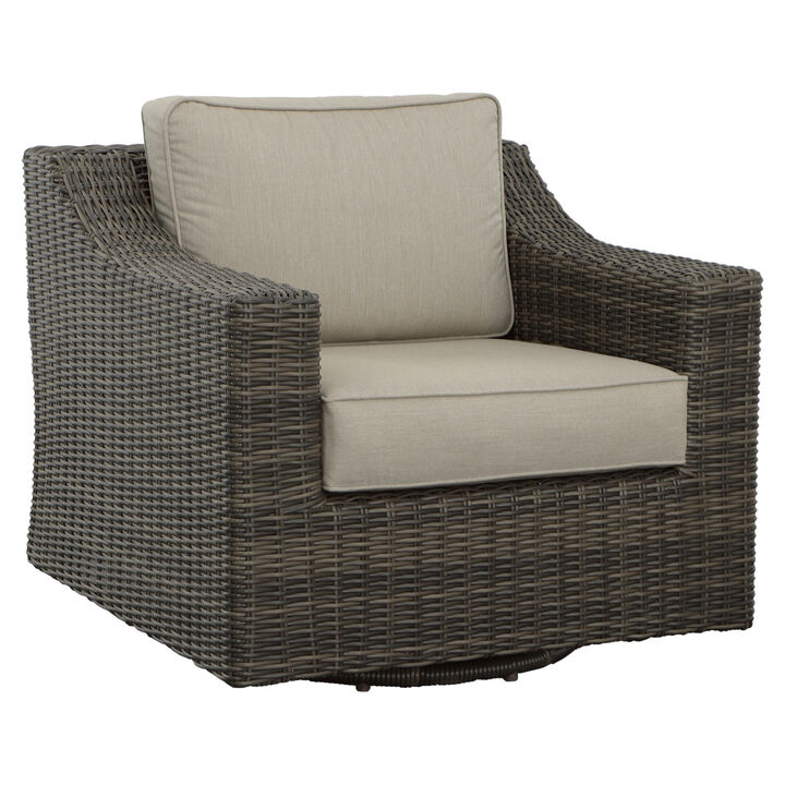Classic Swivel Chair Outdoor - Half-Round Resin Wicker, 360 Swivel, Cushioned