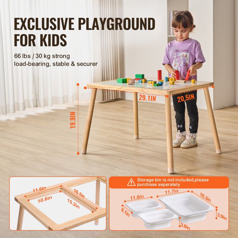 Kids Sensory Activity Table with Non Slip Feet Drawing Study Table image number 6