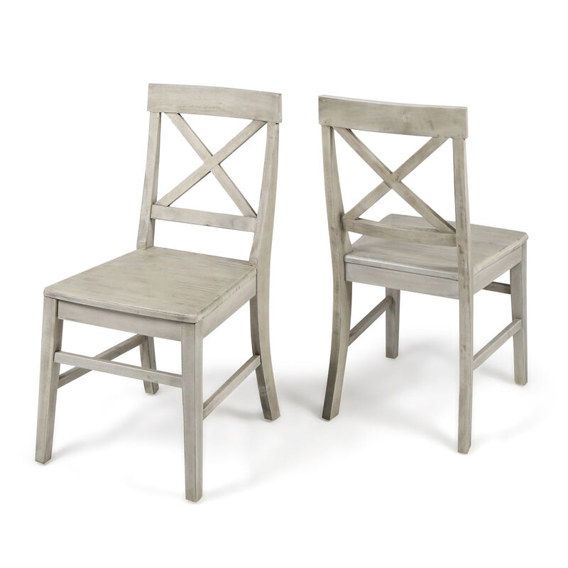 Merax Farmhouse Acacia Wood Dining Chairs 2 PCS