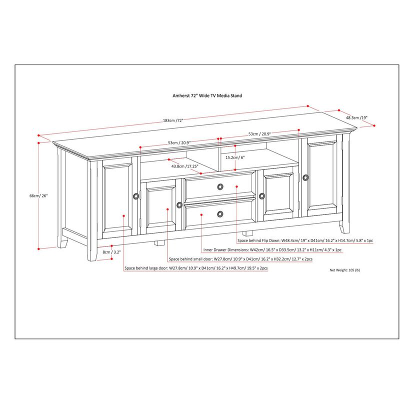 Diszuf Wide Solid Wood TV Stand image number 7