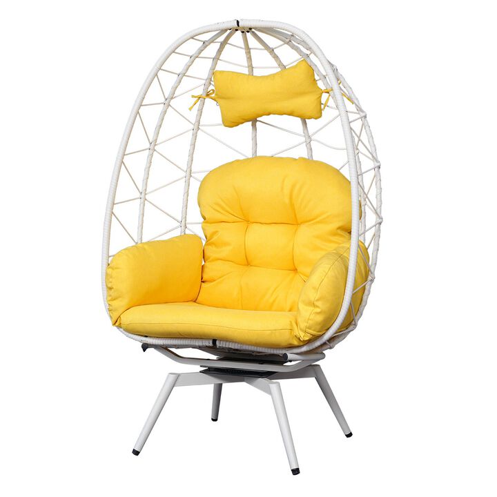 Hivvago Wicker Patio Egg Chair with Thick Cushions