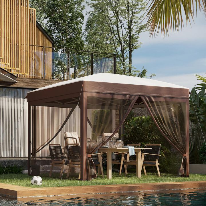 Hivvago 10x10 Instant Canopy with Mesh Netting and Sandbags
