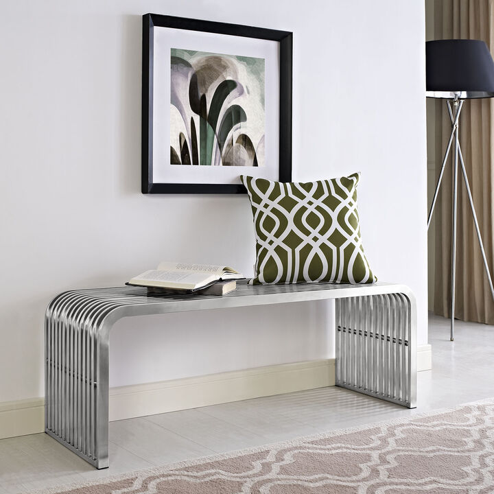 Silver Pipe Stainless Steel Bench
