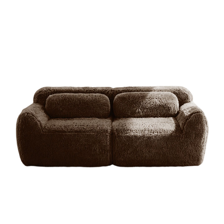 Monimp Soft Fluffy Plush Fabric Loveseats
