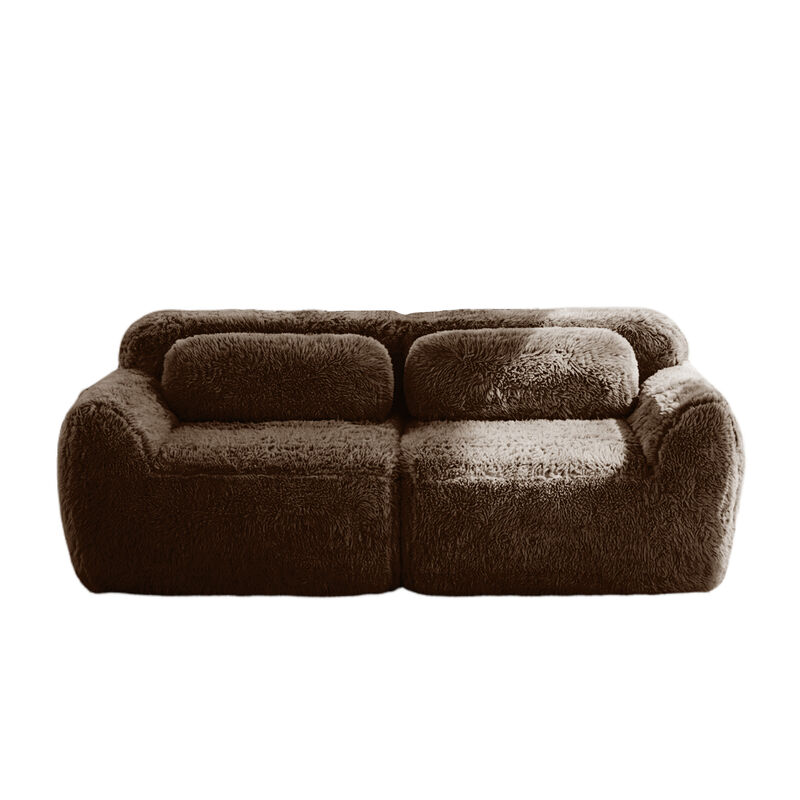 Monimp Soft Fluffy Plush Fabric Loveseats image number 0