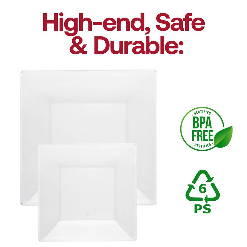 Clear Square Plastic Dinnerware Value Set (40 Sets) image number 5