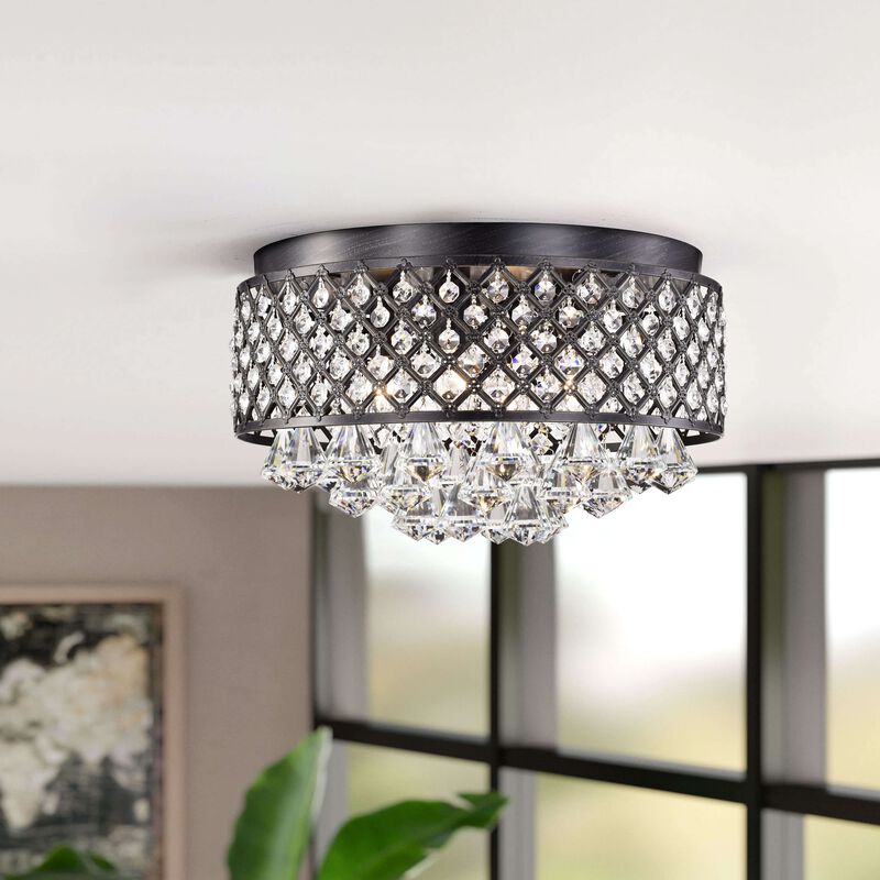 Vanessa 4-light 15" Antique Black Flush Mount Chandelier image number 5