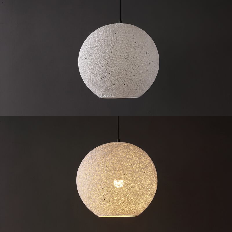 Lacey 1-Light Bohemian Minimalist Iron/Rope Woven Globe LED Pendant