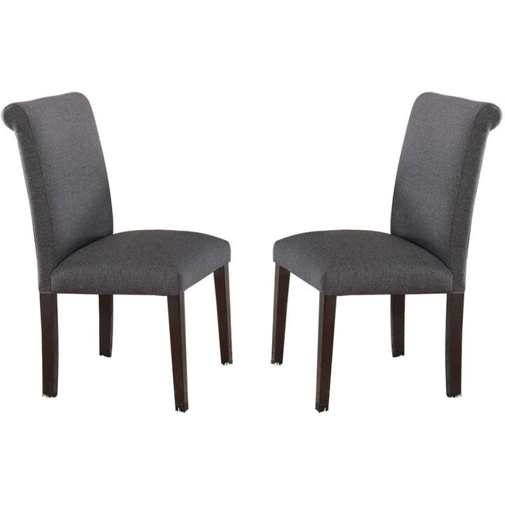 Transitional Blue Grey Polyfiber Chairs Dining Seating Set of 2 Dining chairs Plywood Birch Dining Room