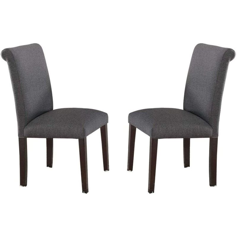 Transitional Blue Grey Polyfiber Chairs Dining Seating Set of 2 Dining chairs Plywood Birch Dining Room