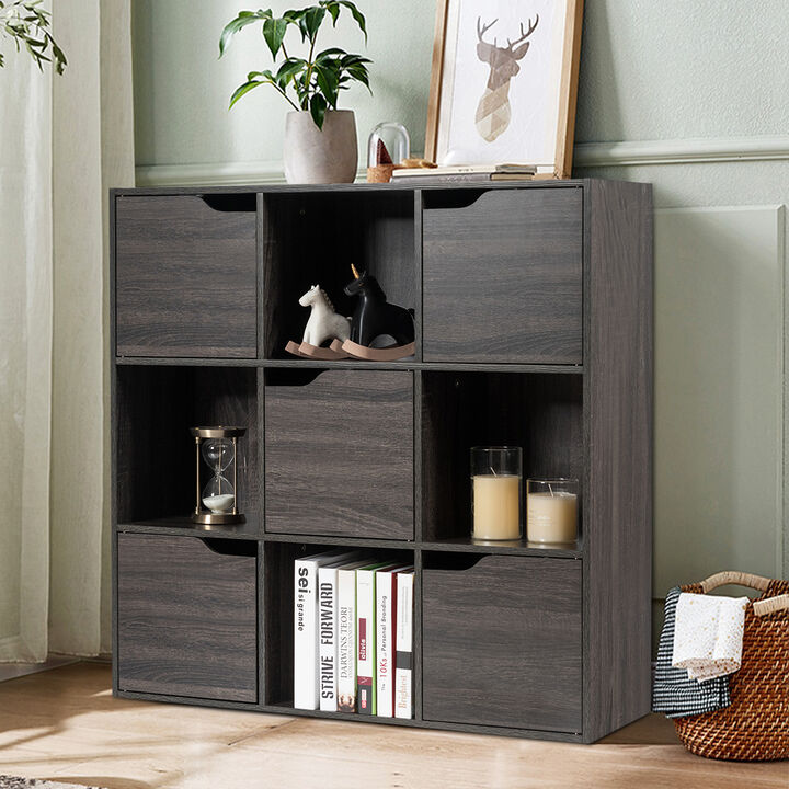 9-Cube Wooden Storage Bookcase with Freestanding Design for Home & Office