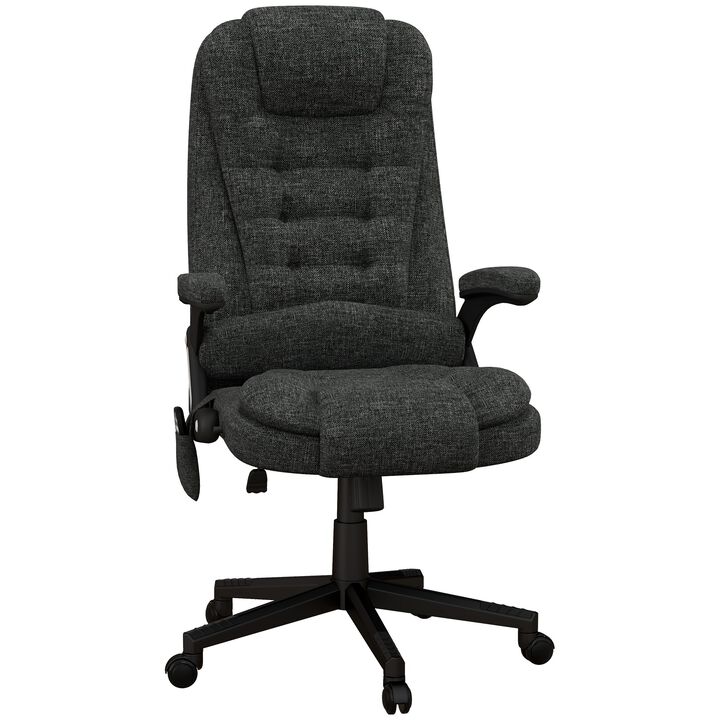 Heated Massage Office Chair: 6 Vibration Points, High Back, Gray