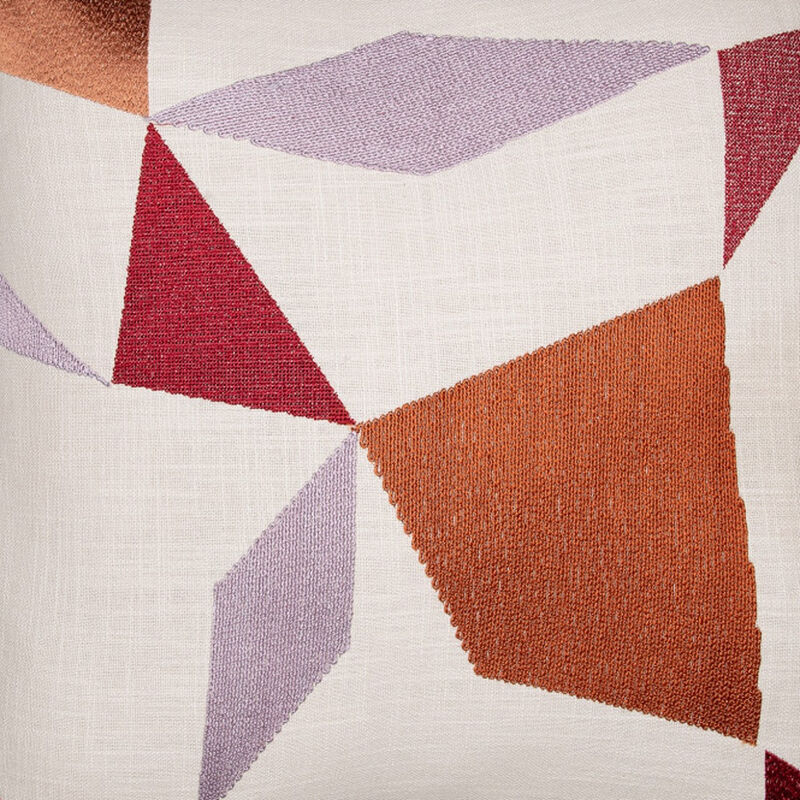 24" Geometric Cotton Blend Throw Pillow with Embroidery image number 4