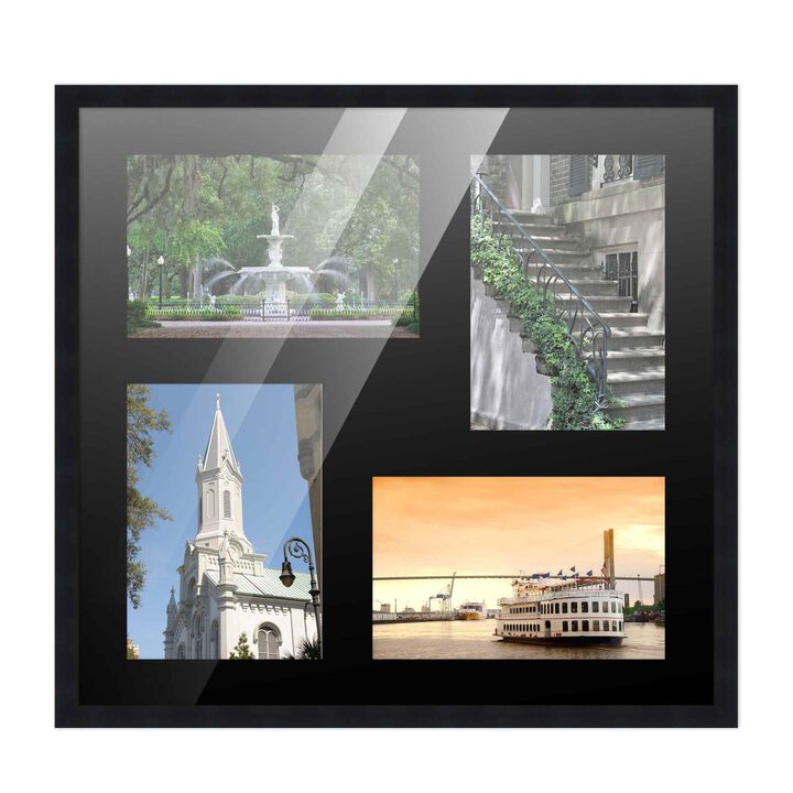 14x14 Wood Collage Frame with a Black Mat for 5x7 Pictures