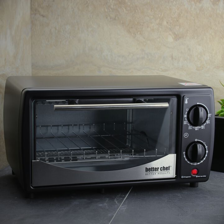 Better Chef 9 Liter Toaster Oven Broiler- Black With Stainless Steel Front