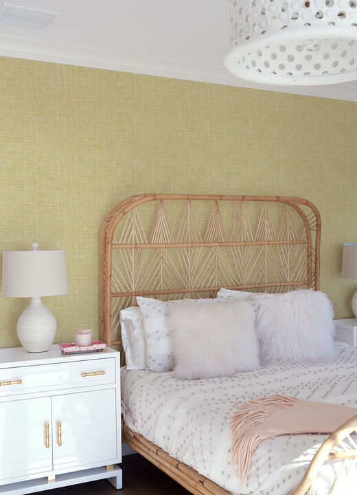 Emerson Yellow Faux Linen Wallpaper (Set of 2)