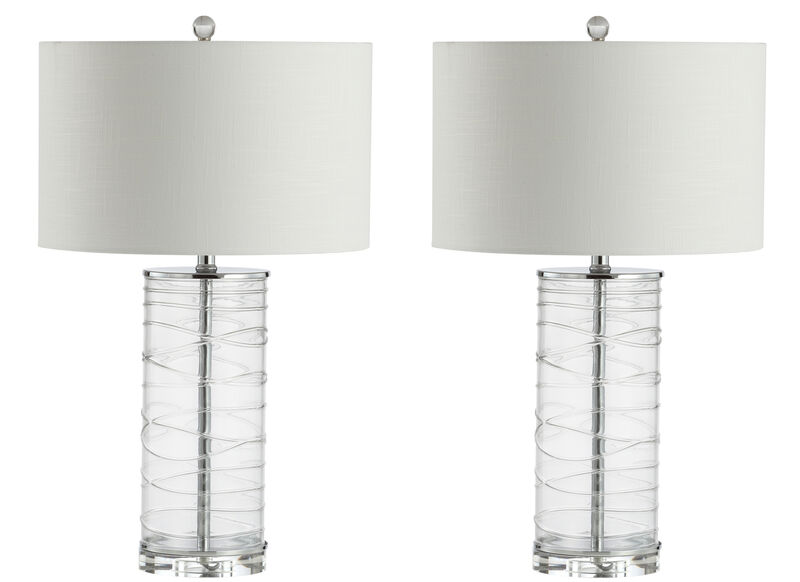 Cole Modern Fused Glass Cylinder LED Table Lamp (Set of 2)