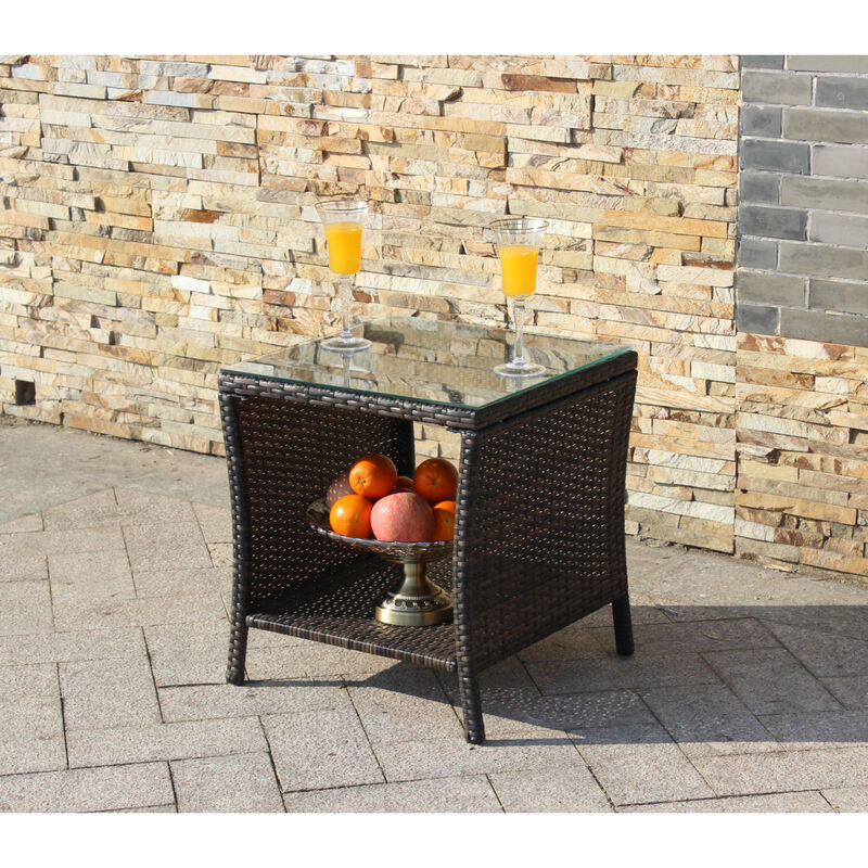 Streamdale Outdoor Patio Furniture 1 Coffee Table With Clear Tempered Glass