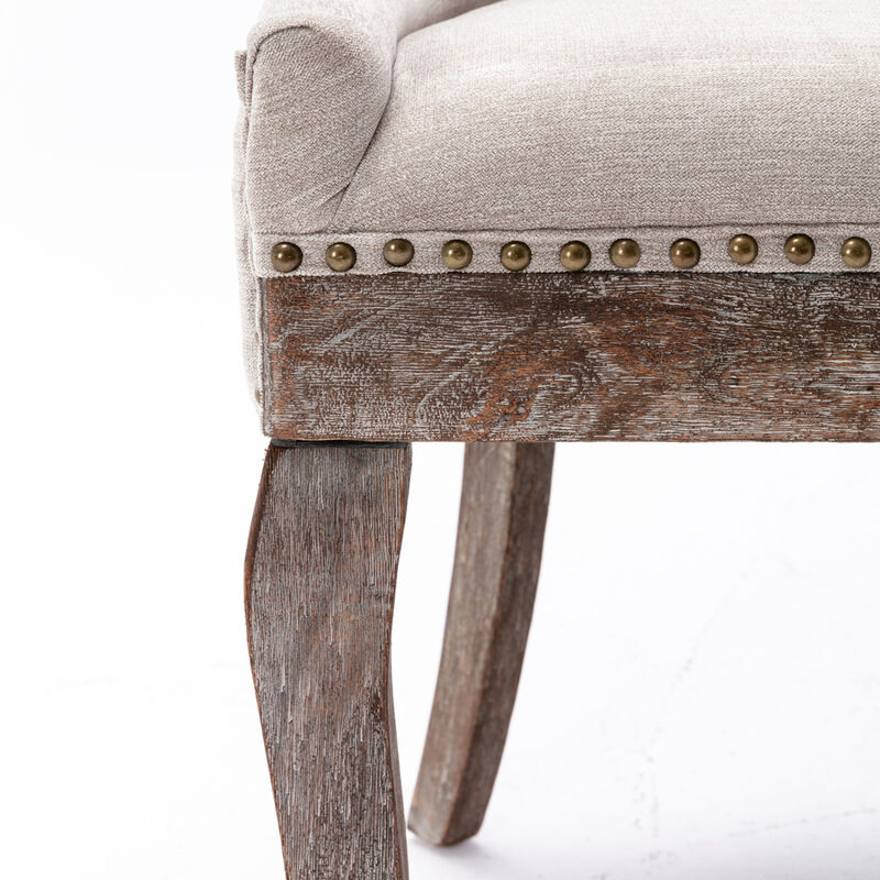Streamdale Set of 2 Beige Dining Chairs with Fabric and Wood Legs image number 9