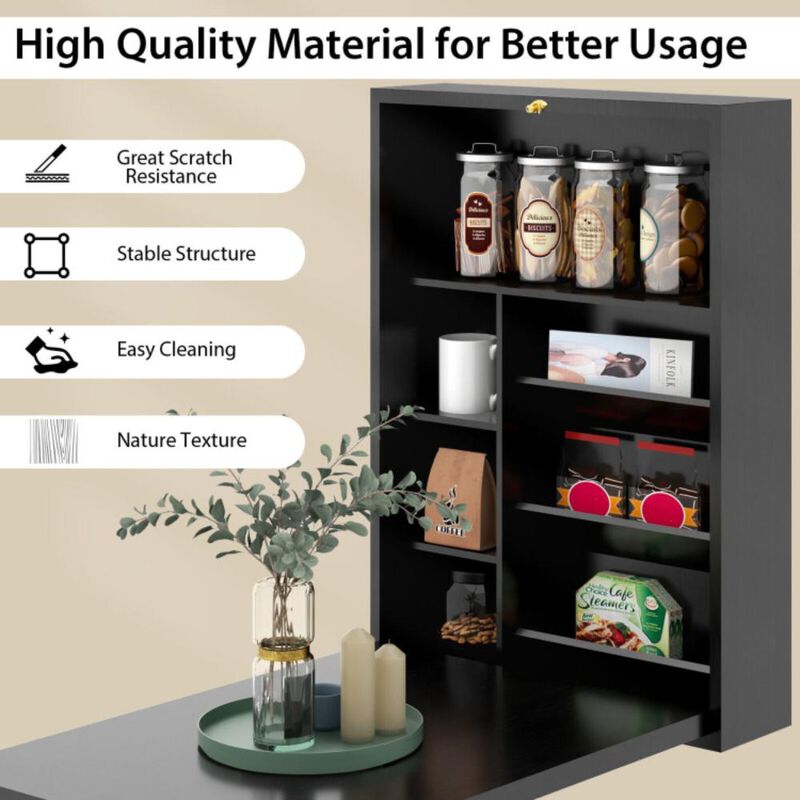 Hivvago Wall Mounted Fold-Out Convertible Floating Desk Space Saver