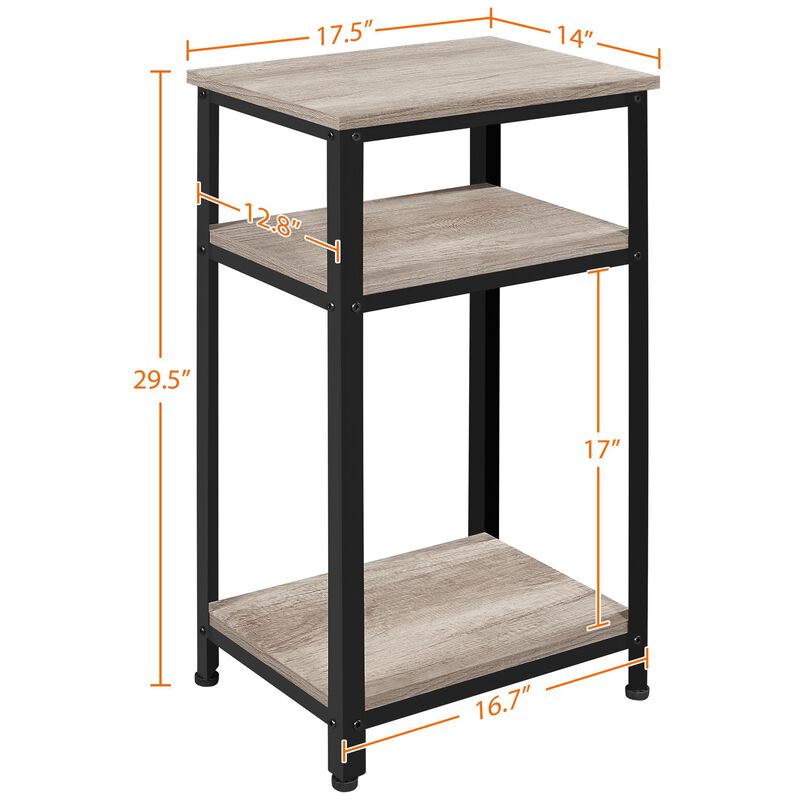 Yaheetech 30 in Tall End Table, 3-Tier Telephone Table with Strong Wooden Shelves, Small Side Table with Metal Frame for Living