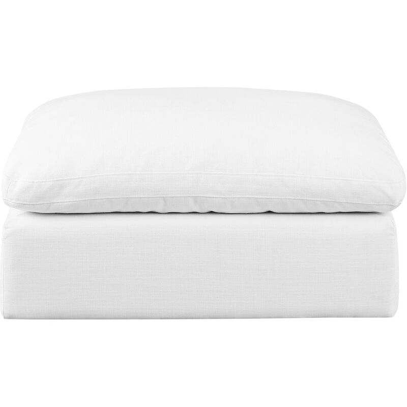 Meridian Furniture Comfy White Linen Textured Fabric Modular Ottoman