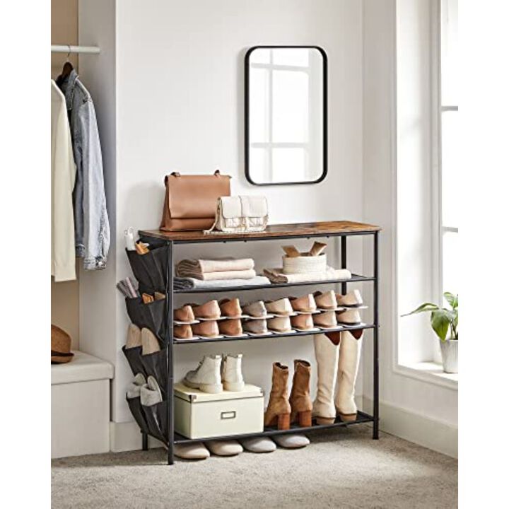 BreeBe 5-Tier Shoe Rack with 4 Fabric Shelves