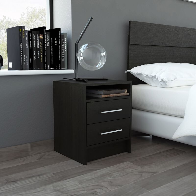 Bedroom Nightstand with 2 Drawers – Durable Wood Bedside Cabinet
