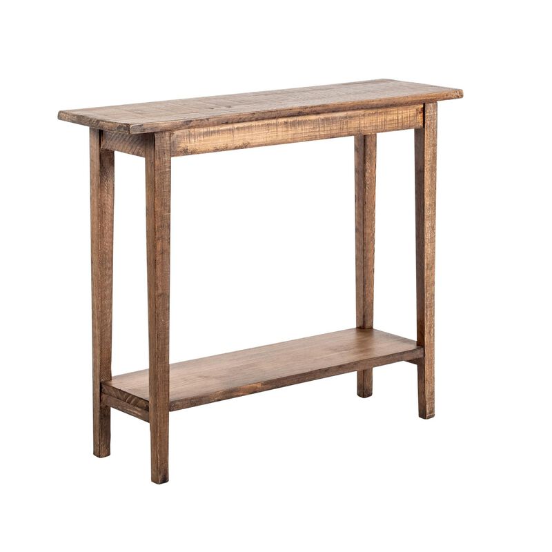 Duro Sofa Console Table with Open Shelf, Reclaimed Wood, Antique Brown