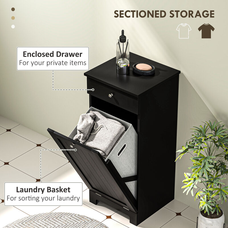 Hivvago Wooden Laundry Cabinet with Tilt-Out Basket image number 3