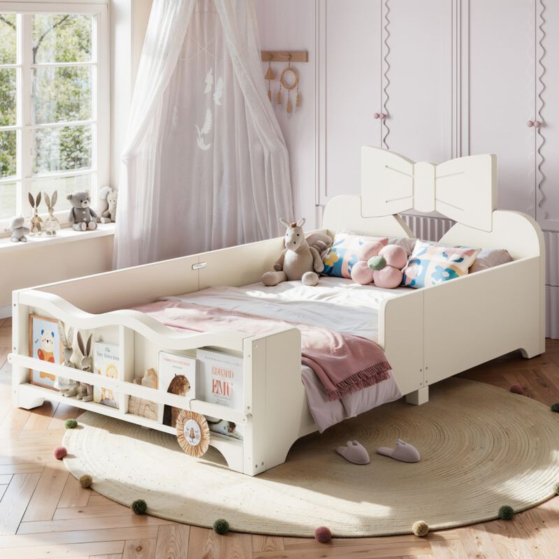 Cugwob Bowknot‑Cutout Kids Low Platform Bed image number 2