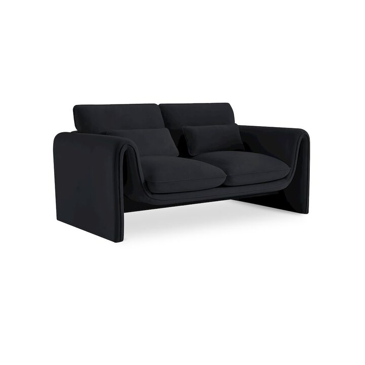 Meridian Furniture Sloan Black Velvet Fabric Loveseat