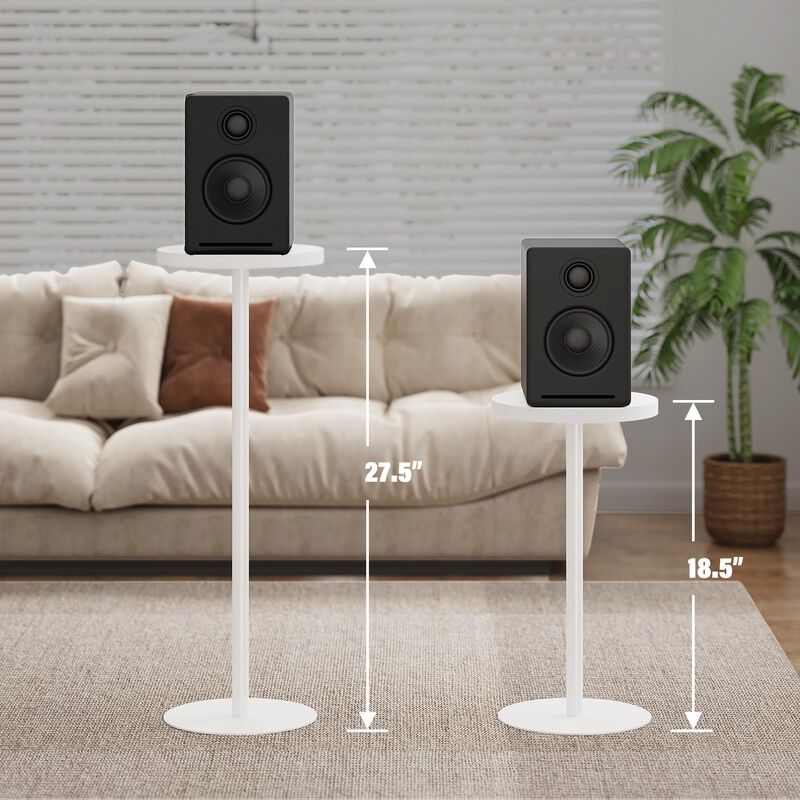 TUTOTAK Tall Round Side Table, Small End Table, Set of 2, Beside Table, Drink Table, Pedestal Side Table, livingroom, White TB01