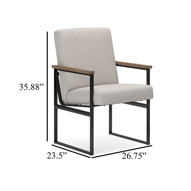 Tey Home Office Chair, Gray Padded Seat and Back, Black Metal Frame - Benzara image number 4