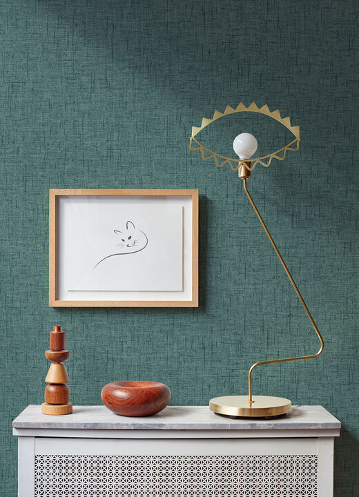 Bentley Teal Faux Linen Wallpaper